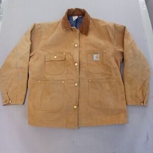 Carhartt Jacket blanket lined 46 union‎ made Detroit corduroy collar vintage